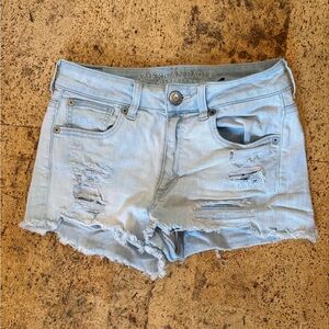 American Eagle Outfitters Light Wash Ripped Jean Shorts